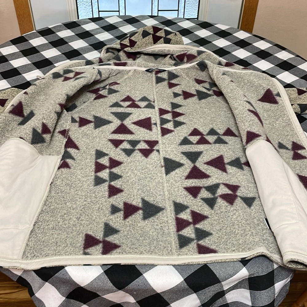 North Face Crescent Wrap Fleece Jacket Toggle Button Peyote Beige Aztec Sweater - Picture 7 of 14